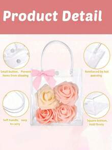 10pcs Transparent Plastic Gift Bags With Ribbon Bows, Reusable, Suitable For Weddings, Birthdays, Baby Shower Parties - Multiple Styles - View 4