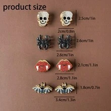 4/8/12pcs Gothic Rhinestone Mini Hair Claw Clips, Halloween Skull Bat Spider Vampire Red Lips Hair Clips, Dark Style Side Hair Clips For Cosplay Party Holiday Personalized Hair Accessories - Halloween Dark Hair Claw - View 11