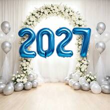 4件組 32英吋 2027數字鋁箔氣球套組，適合婚禮、感恩節、萬聖節、聖誕節、新年、生日派對裝飾 - 藍色32吋20274件套 - 查看 4