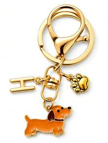 Yellow Dachshund + Paw Print Lobster Buckle