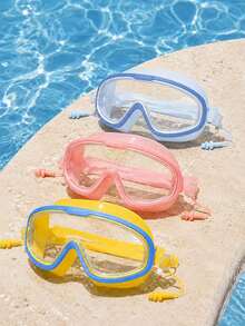 1pc Children's Large Frame High Definition Anti-Fog Swimming Goggles, Soft Silicone Waterproof Swim Goggles With Integrated Earplugs And Adjustable Strap, Water Play Eye Protection, Macaron Multi-Color Options - Children's Swimming Goggles - View 7