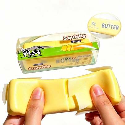 1pc Crispy Butter Stick Squeeze Toy, Soft And Squishy Stress Relief Toy With Crunchy Sound And Feel, Ultra-Soft Material, Shapeable And Reboundable, Suitable For Teens To Reduce Stress, With Packaging Box, Birthday Gift, Holiday Gift, Perfect Gift, Toy