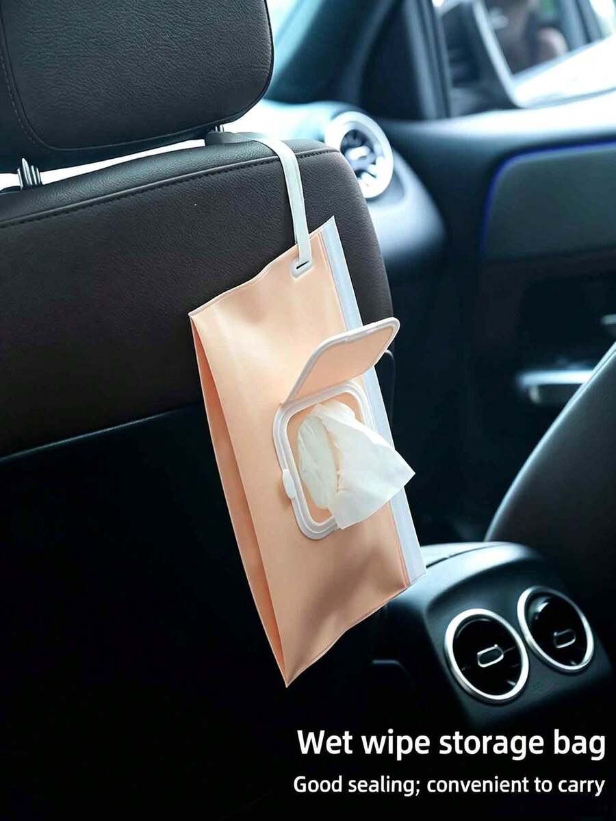 Solid Color Portable Wet Wipes Storage Bag, Super Convenient For Hanging On Strollers, Press-To-Open Lid For Moisture Lock And Dust Protection, A Great Helper For Outings With Kids! - Multicolor - View 1