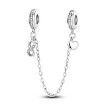 1pc Minimalist Basic Heart & Infinity Symbol Silicone Safety Chain Beads, Suitable For Bracelet DIY Jewelry Making Basic Accessories - Silver - View 6