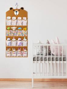 1pc Door Hanging Shoe Organizer Brown Bear Pattern Multi-Pocket 16-Slot Felt Mesh Door-Mounted Shoe Rack Sturdy Closet Storage Space-Saving Shoe Storage Rack Suitable For Apartment Dorm Room Organization Holiday Season Gift - View 7