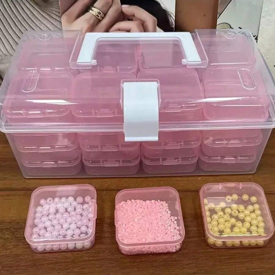 Plastic Storage Box Set - Bead Storage Box, Multi-Functional Organizer, Suitable For DIY Crafts, Beading, Jewelry And Nail Art Supplies - Portable Compartment Box With Adjustable Dividers, Containers, Accessories And Home Organization Function - Multicolor - View 1