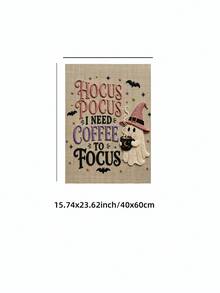 1pc Frameless Pink Halloween Ghost Cross-Stitch Embroidery Canvas Wall Art, Vintage Retro Spooky Cute Rustic Farmhouse Decor, Whimsical Stitched Print For Kitchen Living Room Bedroom Dorm, Room Decor Bedroom,Prints For Wall, Unique Best Gift Choice - Multi-color - View 11