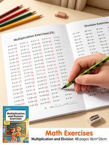 48-Page Multiplication And Division Practice Book, Student Arithmetic Notebook, Math Daily Practice, Suitable For Home And School Learning, Elementary Math Transition, Introductory Math Mental Calculation, Back To School Supplies And School Season Supplies - Multicolor - View 7