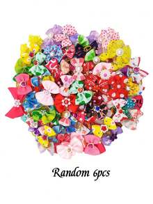 6/20/40/60/100 piezas Accesorios para el pelo de mascotas de colores aleatorios lindos, decoraciones universales para gatos & perros, adornos de aseo diario, hacen felices a las mascotas, regalos de cumpleaños & Navidad para mascotas - Multicolor - Ver 13
