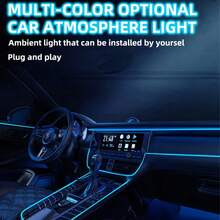 Lampu Dekoratif LED Interior Mobil EL Wiring Neon Strip untuk DIY Otomotif Lampu Ambient Fleksibel Suasana Pesta Dioda USB - Pencahayaan sekitar mobil - View 2