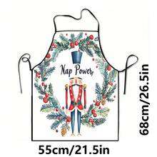 1pc Christmas Santa Claus, Christmas Bell, Christmas Snowflake, Christmas Reindeer, Christmas Tree, Christmas Snowman, Christmas Penguin, Christmas Cartoon Animal Pattern Chef Apron, Apron, Suitable For Home Decor And Kitchen Use. Made Of 100% Polyester Material, Designed As Sleeveless Style, Perfect For Home Kitchen, Outdoor BBQ Cooking. This Printed Apron Is Unisex, Machine Washable And Reusable, A Kitchen Essential - Multicolor - View 10