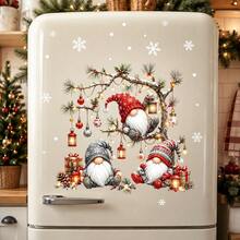 1pc Christmas Dwarf Window Static Stickers. Xmas Gnome Gift Box Candy Cane Merry Christmas Script, Transparent Double View Films For New Year Window Refrigerator Kitchen Tile Holiday Home Decor. - Multicolor - View 10