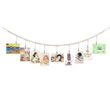 Home Decor Hanging Photo Display Wooden Bead Clips, Natural Wood Bead String Photo Storage Tassel Garland, Suitable For Home Wall Decoration - Multicolor - View 2