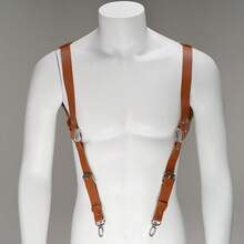 Men Wide Shoulder Chest Harness, PU Leather Gothic Punk Harness, Adjustable Wide Shoulder Pads O‑Ring Hooks, For Club Party Rave Cosplay - Multicolor - View 5