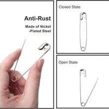 120PCS Safety Pins Nickel Plated, Sharp For Sewing | Nickel-Plated Rust-Proof Metal, Sharp Tip For Easy Piercing, Secure Buckle Design, For Sewing Quilting Jewelry DIY Crafts - 120pcs Pin Round Box - View 5
