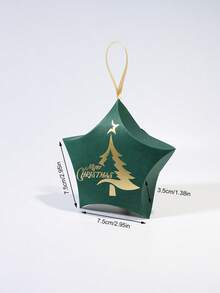 10pcs Christmas Star Shaped Gift Box With Gold Tree Print And Hanging Ribbon, Mini Holiday Packaging Box, Easy To Assemble For Christmas Tree Decorations, Party Favors, Gift Exchange, Winter Celebrations & New Year - 7.5X3.5X10.5cm - View 11