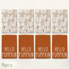 2pcs Pumpkin Pattern Kitchen Towels, Soft Fabric Absorbent Hand Towels With Floral Design, Rustic Autumn Style, Suitable For Kitchen, Dining Room, Thanksgiving, Halloween, Autumn Party, Harvest Season, Home Decor, 4/6/8pcs Set - Multicolor - View 8