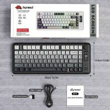 ATTACK SHARK * FREEWOLF M75 Wireless Gaming Keyboard, RGB Backlit Rechargeable 2000mAh Battery, Compact Membrane Feel Mechanical Keyboard With Smart Display And Knob, PBT Gradient Keycaps, Suitable For PC Gamers - Blackberry/Grape Purple/Moonlight - Multicolor - View 9