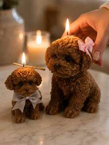 3D Teddy Poodle Silicone Candle Mold, Curly Hair Puppy Statue Mold, Cute Animal Scented Candle, Aromatic Stone Epoxy Resin Home Decor Craft - Teddy Dog Candle Silicone Mold - View 4