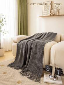 1PC Customizable Embroidered Tassel Knit Throw, Custom Text & Important Date Embroidery Available In 6 Colors,For Relaxing Home Rest & Household Space Layout, Great For Family Members, Meaningful Holiday Celebration Gift Selection - Multicolor - View 19