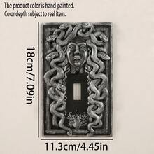 1pc 3D Printed Plastic Medusa Snake Pattern Embossed Switch Plate, Halloween Dark Gothic Style Wall Decor, Personalized Plastic Home Switch Protective Cover - Multicolor - View 3
