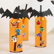 500pcs Halloween Monster Doodle Self-Adhesive Stickers, 16 Patterns, Festival Party, Gift Bag, Phone Case, Water Cup, Scrapbook, First Day Of School - Alien Little Monster - View 2