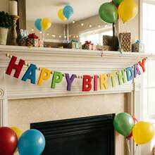 13件組彩虹三角氈生日裝飾橫幅，彩色生日派對裝飾，適合女性、男性、寵物，手工派對背景 - 彩色 - 查看 10