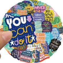 [New]50pcs Cartoon Inspirational English Stickers For Luggage, Notebook, Tablet, Phone - 50 - View 3