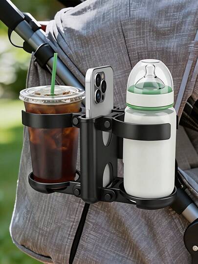 3-In-1 Multi-Function Foldable Cup Holder, Water Bottle Holder, Phone Stand, Suitable For Strollers, Wheelchairs, Bicycles, Walkers, Scooters, Perfect For Travel