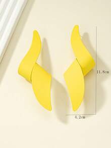 1 Pair Metal Geometric Oversized Stud Earrings - Yellow - View 3