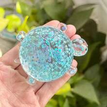 1pc Transparent Liquid Sand Turtle Squishy Toy, Star-Shaped Glitter Stress Relief Squeeze Toy, Soft Bendable TPR Decompression Toy, Office Car Desktop Ornament, Daily Anxiety Relief Toy - Multicolor - View 6