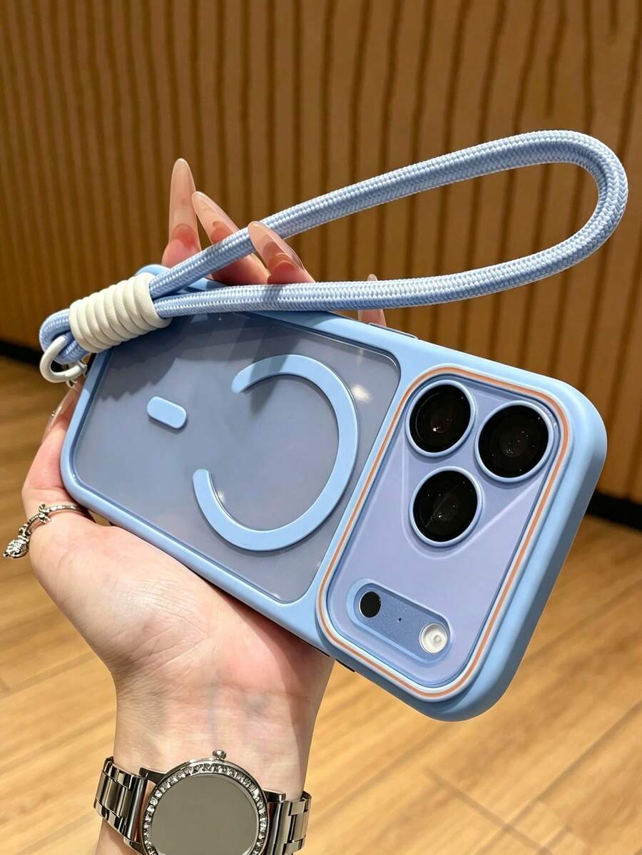 奢華高端磨砂半透明掛繩大窗手機殼，適用於 iPhone 18 Pro Max 18 Pro 17 16 Pro Max 15 14 16 Plus 11 18 17 15 16 13，支持磁吸無線充電，防震雙色對比硬殼保護套