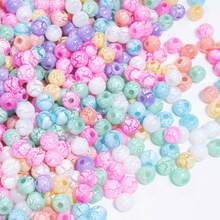 50pcs 16mm Random Color Acrylic Cracked Frost Beads, For Jewelry Making Bracelet Necklace Materials - Multicolor - View 7