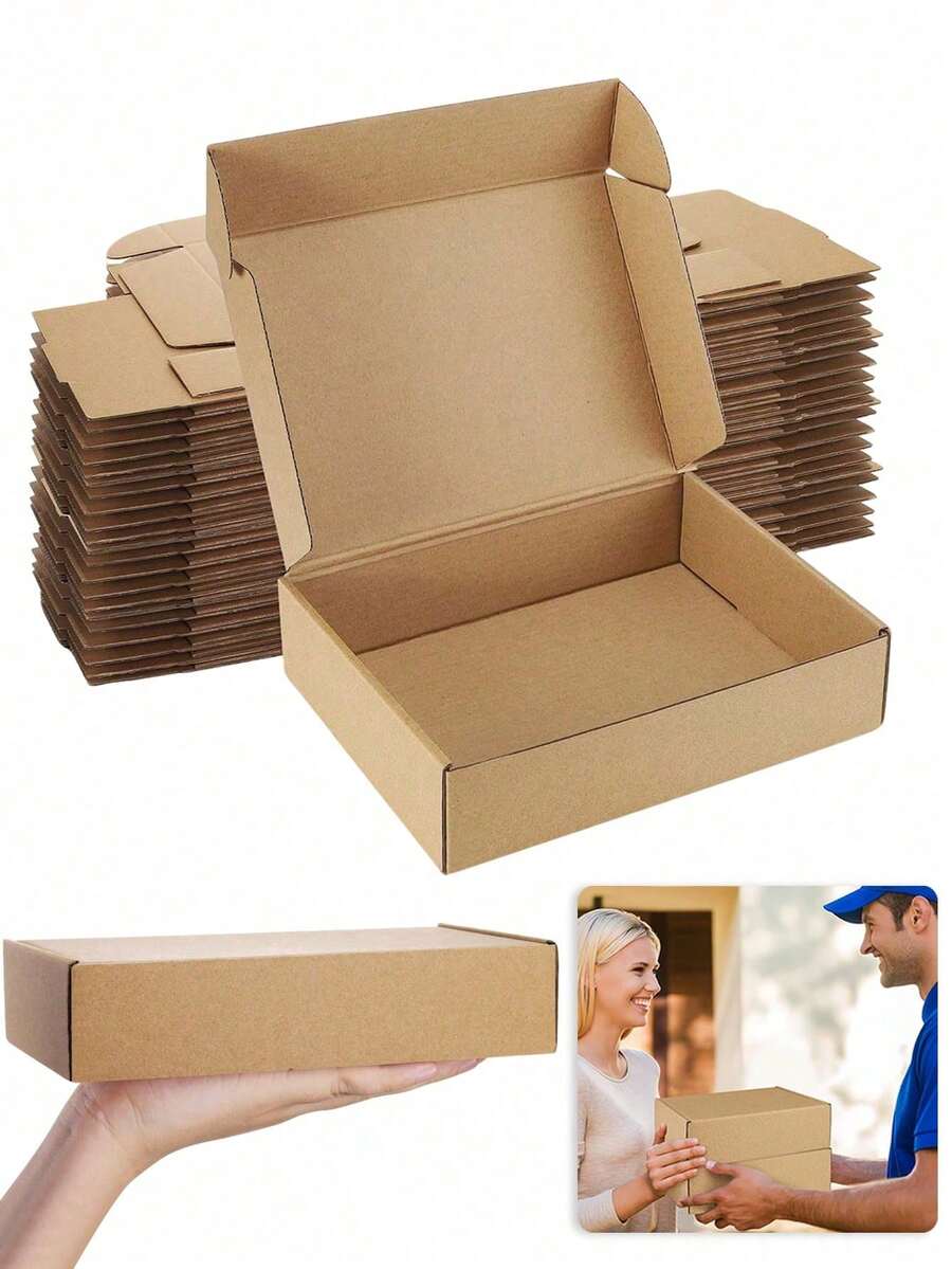 16/8/4/1pc Brown Cardboard Shipping Box, Lockable Gift Box, Suitable For Secure Storage And Organization, Basic Home Essentials, Multi-Purpose Kitchen Storage And Organization, Practical Home Accessories, Halloween Spooky Gift, Christmas Holiday Gift, Halloween Gift - Multiple Styles - View 1