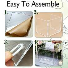 Engagement Party Joy Transparent Acrylic Thin Plate Mortise And Tenon Box, Silver Buckle Small Square Padlock Party Card Collection Wedding Card Box - 1PC - View 4