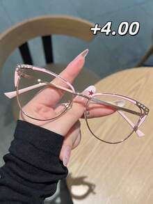 1PC Women's New High Definition Rhinestone Cat Eye Reading Glasses, Versatile Casual Daily Use For Computer, Reading, Gaming, Available In 100, 150, 200, 250, 300, 350, 400 Degrees - Transparent - View 21