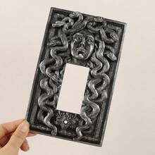 1pc 3D Printed Plastic Medusa Snake Pattern Embossed Switch Plate, Halloween Dark Gothic Style Wall Decor, Personalized Plastic Home Switch Protective Cover - Multicolor - View 10