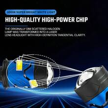 Car LED Lens Headlight H4 12V Mini Lens Super Bright Hi/Lo Beam White Light 6000K For Cars & Motorcycles Model Compatible - 2pcs for Car - View 5