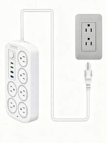 ONEEKA Regleta multifuncional con 2 puertos USB y 2 Type-C y 6 enchufes, protección contra sobrecargas y fabricada con materiales resistentes al desgaste. - MC-5448C - Ver 6