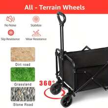 Foldable Track & Field Equipment Cart | Large Capacity Camping Wagon | Foldable Multi-Function Outdoor Trolley | 300kg Load Capacity, Large Adjustable Capacity, Suitable For Track & Field/Camping - A - View 12