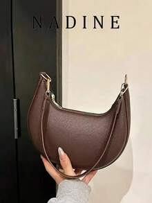 New Premium Shoulder Underarm Bag, Fashion Niche Handheld Dumpling Bag, Shoulder Commuter Bag, Purse, Minimalist, Lightweight, Casual, Versatile, Soft - Coffee - View 2