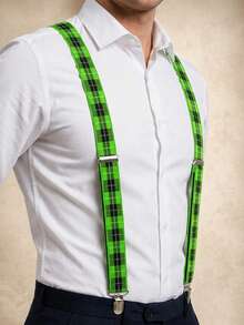 2.5cm High Elasticity Suspenders For Men - Green - View 1