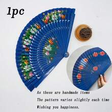 Random Pattern Fan, Spanish Classical Double Sided Painted Wooden , Fans Hand Fan, Vintage Handmade Bamboo Tassel Folding, Double Sided Painted Wooden Dance Hollowed Out Home Decoration Crafts, Elegant Gift For Women, Wedding, Cheongsam Performance - Multiple Styles - View 15