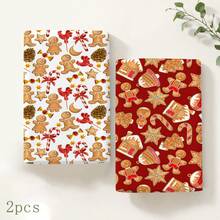 2pcs Red & White Gingerbread Man Candy Cane Christmas Pattern Kitchen Towels, Gingerbread House Snowflake Pinecone Candy Element Printed Hand Towels, Suitable For Christmas, Winter Kitchen, Family Gathering, Holiday Party, Home Decor 4/6/8pcs Set - Multicolor - View 10