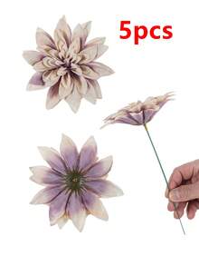 5/12/20 pièces Dahlias artificiels avec tiges, fleurs en soie fausses, plantes pour la maison, la chambre, centres de table de printemps, centres de table de jardin extérieur, fêtes, bracelets de mariée, Saint-Valentin, Fête des Mères, DIY, bouquet de mariage, guirlande, boule de fleurs murale, accessoires d'arche, décoration - marron clair - Voir 8
