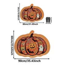 1pc Halloween Pumpkin Ghost Pattern Decorative Rug, Modern Style Faux Cashmere Irregular Shaped Bathroom Mat, Personalized Decorative Welcome Mat, Outdoor Door Mat, Kitchen Rug, Home Decor, Front Door Mat, Small Rug, Outdoor Mat, Home Decor, Rug, Garden Rug, Washable Rug, Suitable For Kitchen, Bathroom, Dining Room, Entryway, Party, Gathering, All Seasons - Multicolor - View 2