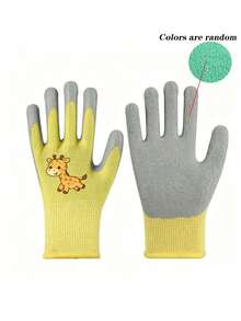 1 Pair Children's Gardening Gloves - Knitted Elastic Lining, Waterproof/Stain-Resistant, Non-Slip With Latex Rubber Coating, Prov, First Day Of School - Multicolor - View 9