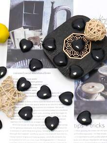 Heart-Shaped Obsidian 20 Carved Palm Stone - Polished Love Shaped Gemstone - Trouble Stone - Suitable For Gift, Home, Decoration - Black Heart 20pcs - View 7
