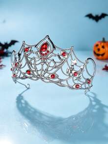 1pc Gothic Red-Eyed Spider Crown, Halloween Ghost Bride Makeup Hair Accessory, Festival Stage Styling Crown - Black Diamond - View 9