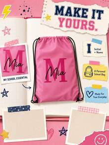 1 buah Tas Ransel Serut dengan Inisial Nama yang Dipersonalisasi, Tas Serut Nama yang Dapat Disesuaikan Berbagai Warna, Tas Ransel Serut untuk Kembali ke Sekolah dengan Inisial Nama yang Dipersonalisasi, Tas Renang, Tas Olahraga, Tas Kegiatan Ekstrakurikuler, Olahraga Tim, Perjalanan Sekolah, Tas Hadiah Pesta, Hadiah Natal - MultiWarna - View 2